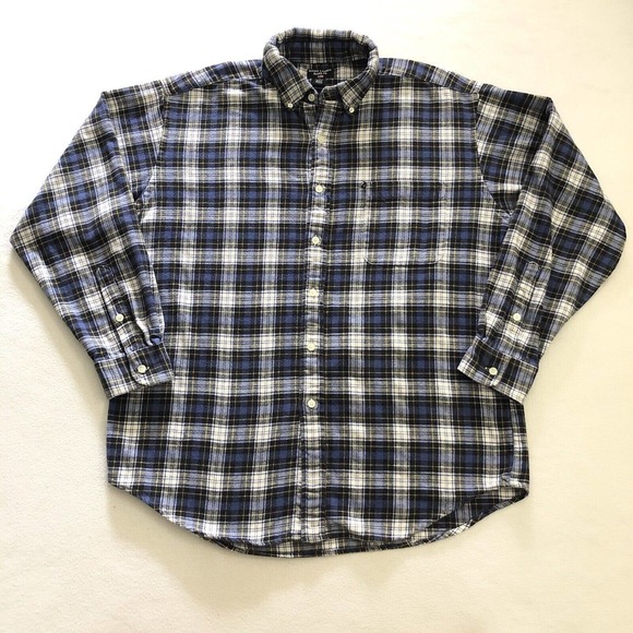 Ralph Lauren Other - Ralph Lauren Jean Co Men Blue White Plaid Cotton Flannel Long Sleeve Shirt XL